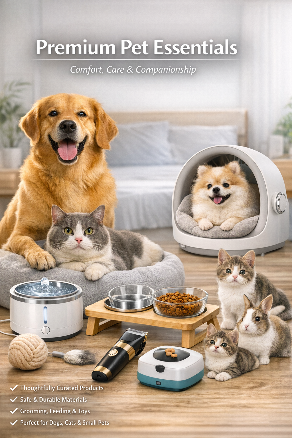 Premium Pet Essentials —Comfort, Care & Companionship
