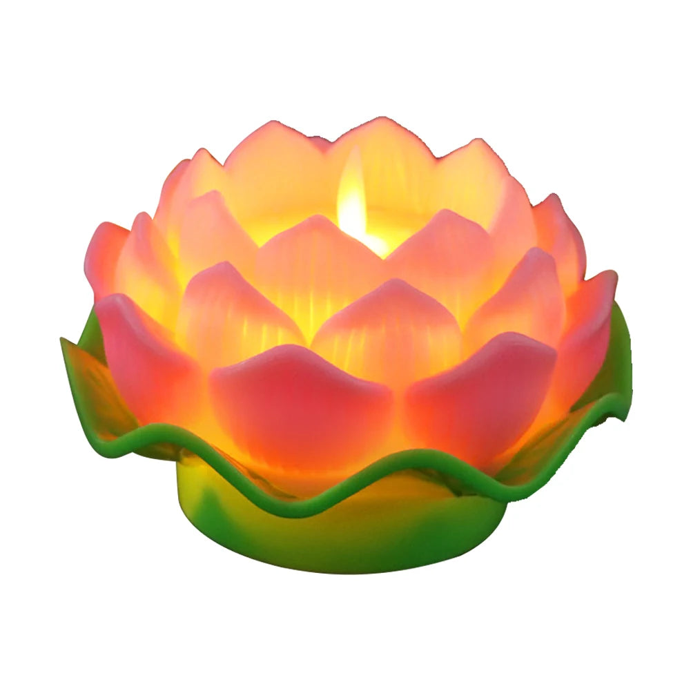 Lotus Flower Night Light Battery Operated Buddha Table Lamps Romantic Lotus Creative LED Electronic Candle for Buddha Home Decor