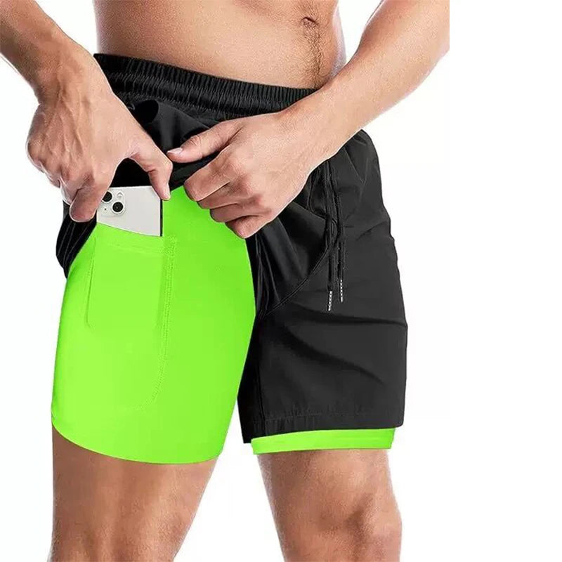 Men's Double Layer Shorts Summer Gyms Fitness Male Shorts Sportwear Workout Tracksuit Casual Short Pant Fashion Shorts For Men