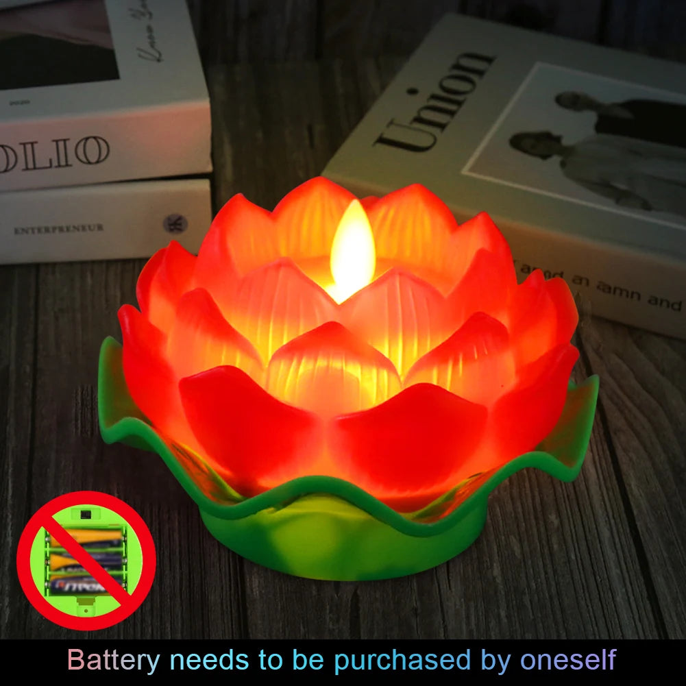 Lotus Flower Night Light Battery Operated Buddha Table Lamps Romantic Lotus Creative LED Electronic Candle for Buddha Home Decor