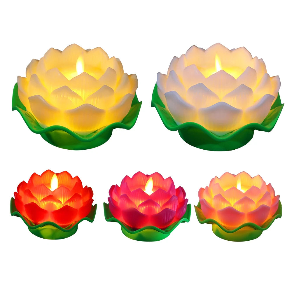 Lotus Flower Night Light Battery Operated Buddha Table Lamps Romantic Lotus Creative LED Electronic Candle for Buddha Home Decor