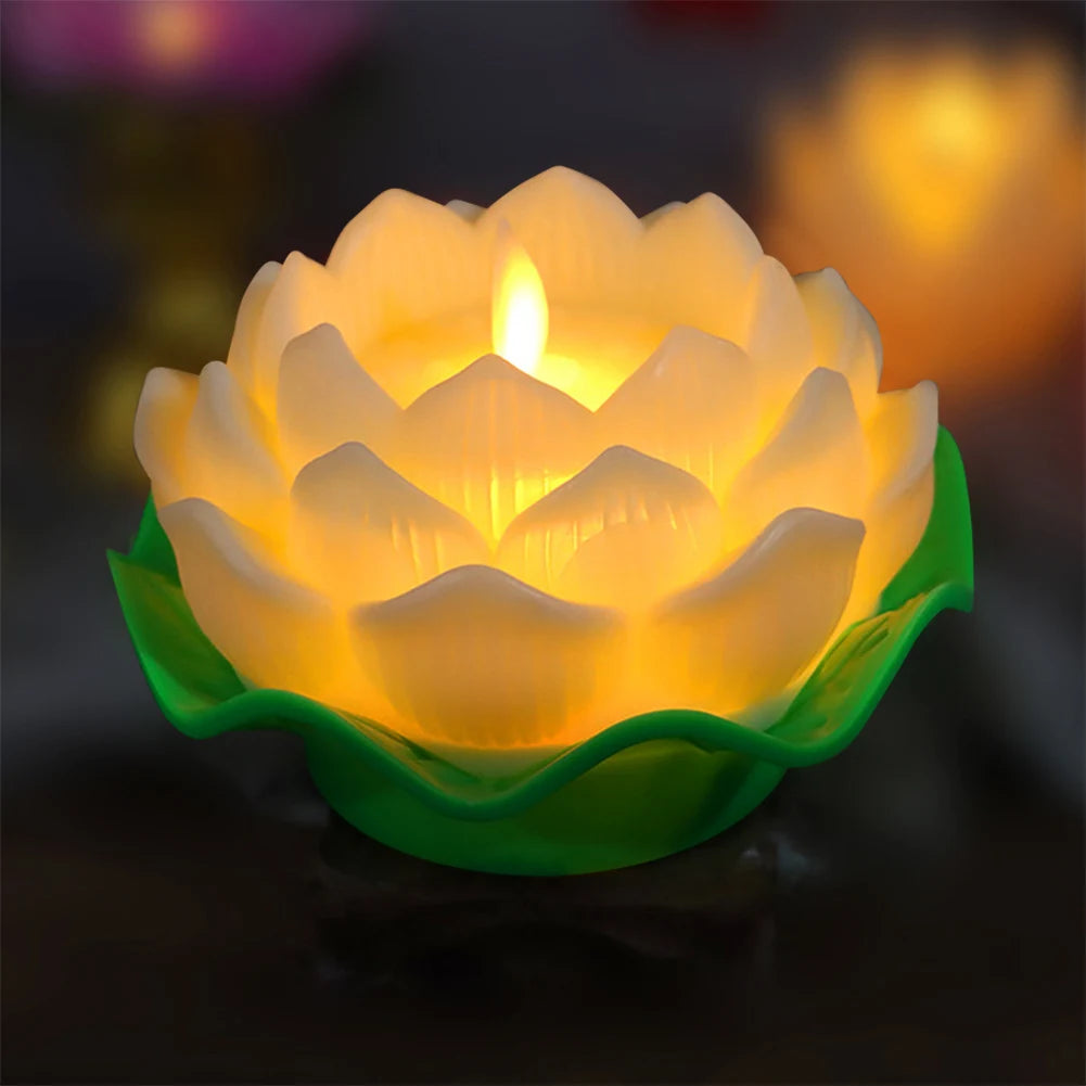 Lotus Flower Night Light Battery Operated Buddha Table Lamps Romantic Lotus Creative LED Electronic Candle for Buddha Home Decor