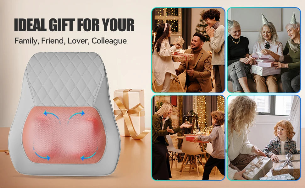 Back Massager Neck Massager with Heat 3D Kneading Massage Pillow for Relax Neck Back Shoulder Legs Gifts for Men Women Mom Dad