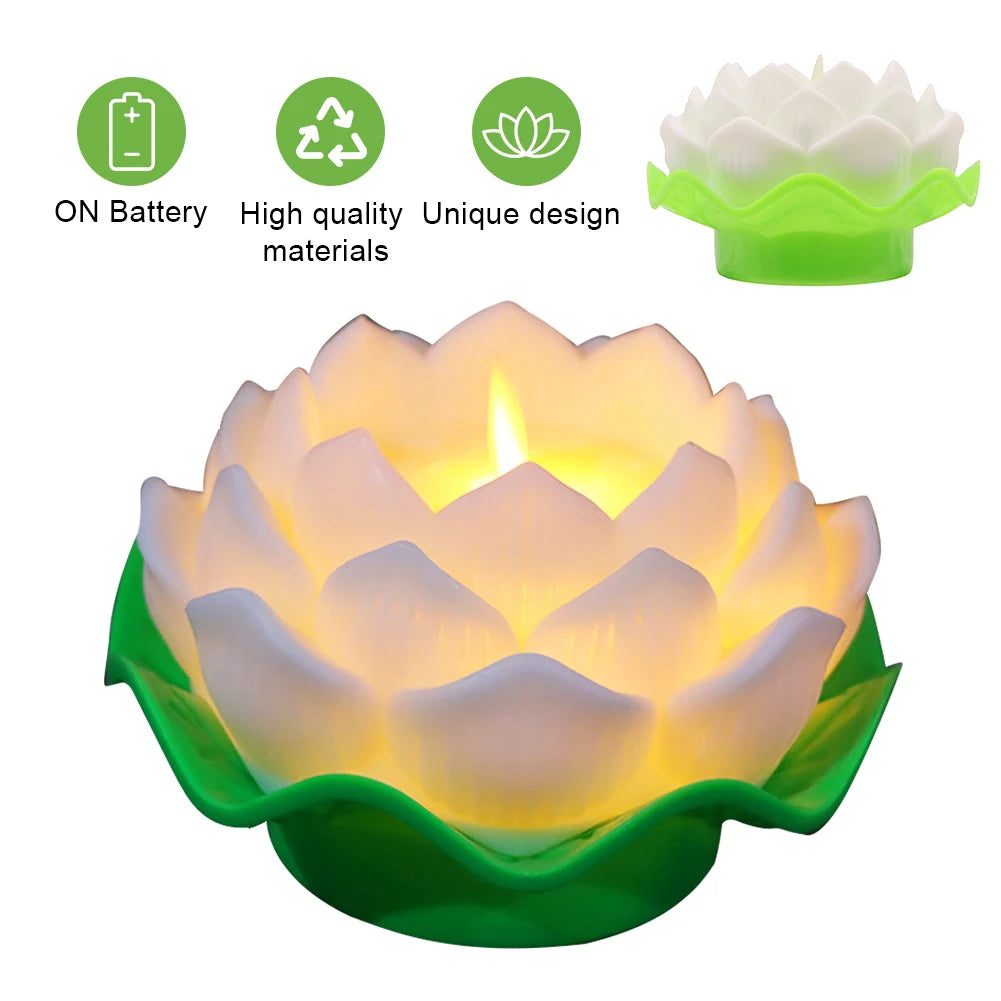 Lotus Flower Night Light Battery Operated Buddha Table Lamps Romantic Lotus Creative LED Electronic Candle for Buddha Home Decor