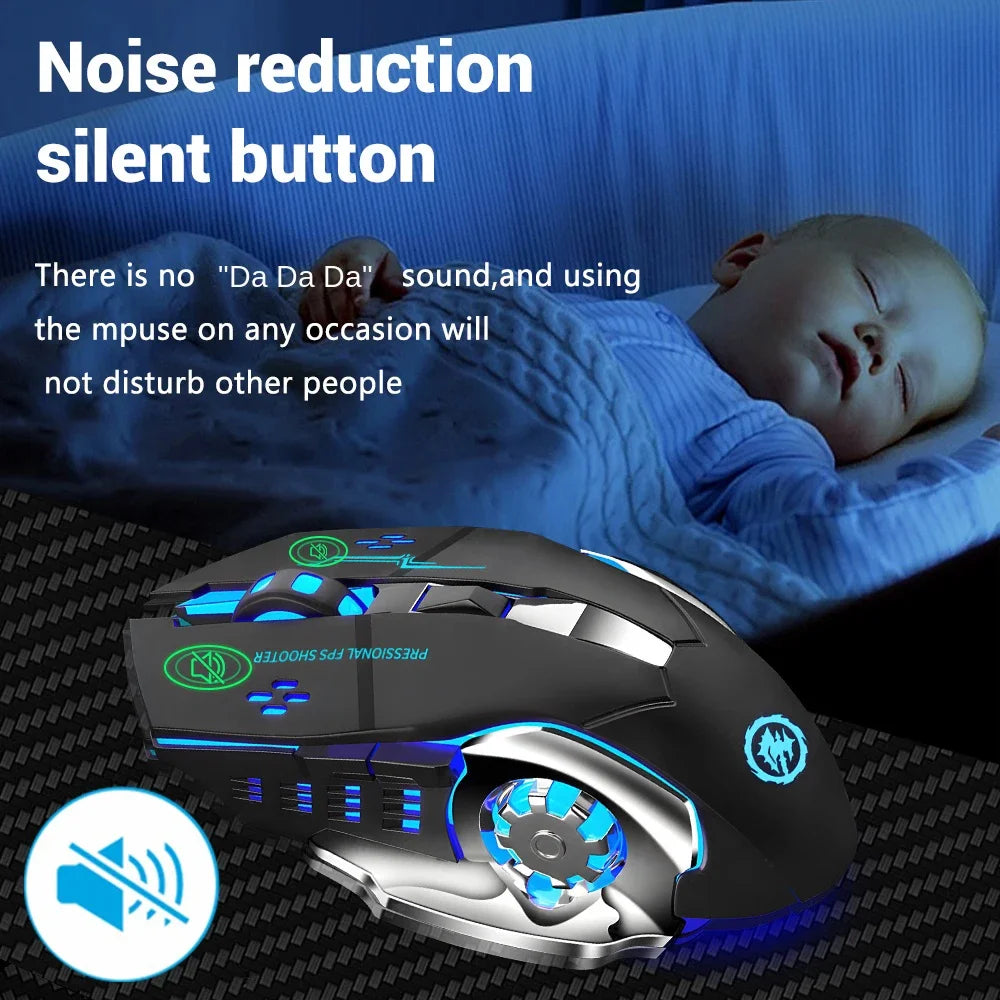 Rechargeable Wireless Gaming Mouse — Silent Click, Bluetooth/USB, RGB Backlight, E‑Sports Precision