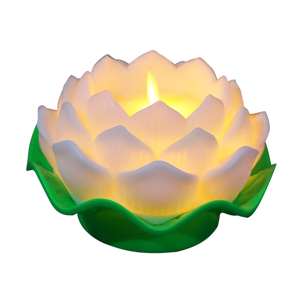 Lotus Flower Night Light Battery Operated Buddha Table Lamps Romantic Lotus Creative LED Electronic Candle for Buddha Home Decor