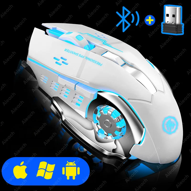 Rechargeable Wireless Gaming Mouse — Silent Click, Bluetooth/USB, RGB Backlight, E‑Sports Precision