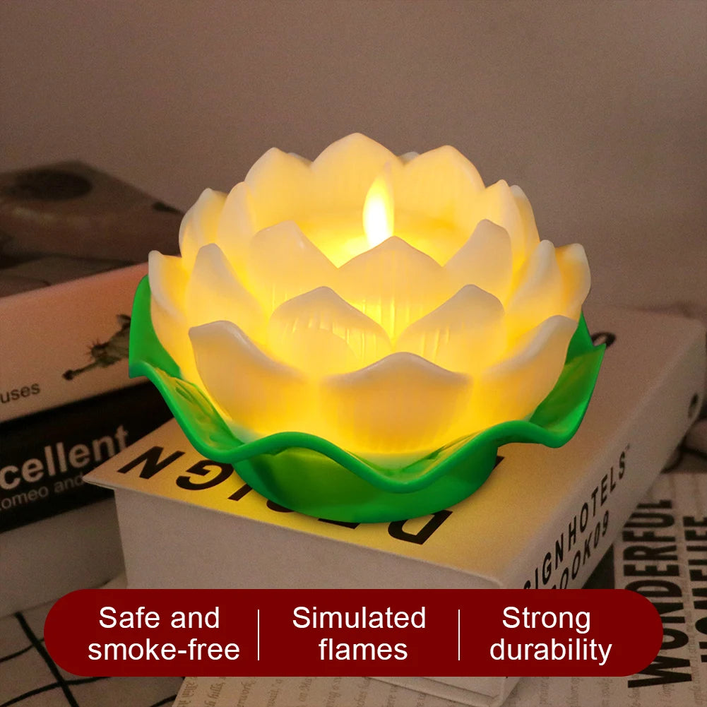 Lotus Flower Night Light Battery Operated Buddha Table Lamps Romantic Lotus Creative LED Electronic Candle for Buddha Home Decor