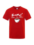 Summer Men's-Shirt% Cotton Casual Funny Energy=Milk+Coffee Print Men Cool Loose O-Neck Tops Men Short Sleeve Male Tees
