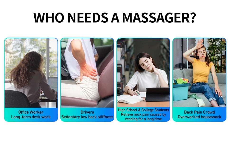 Back Massager Neck Massager with Heat 3D Kneading Massage Pillow for Relax Neck Back Shoulder Legs Gifts for Men Women Mom Dad