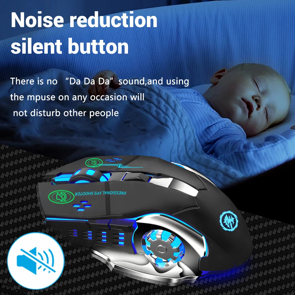 Rechargeable Wireless Gaming Mouse — Silent Click, Bluetooth/USB, RGB Backlight, E‑Sports Precision