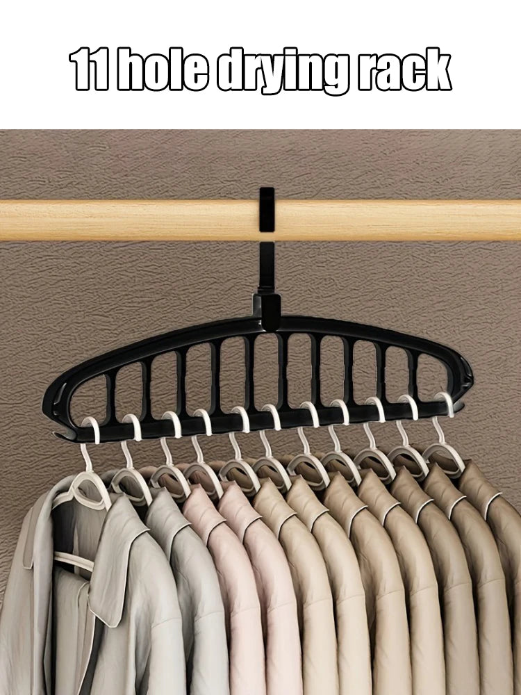 11 Hole Clothes Hanger Multifunctional Rotating Traceless Clothes Hanger Dormitory Home Bedroom Wardrobe Laundry Storage Artifac
