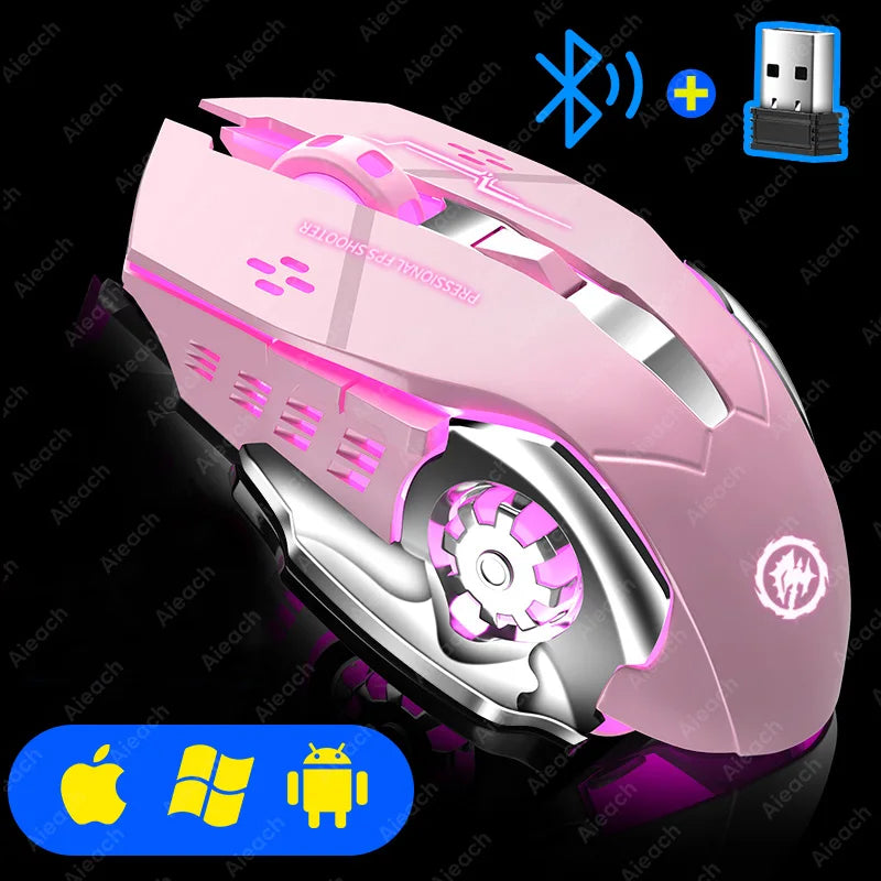 Rechargeable Wireless Gaming Mouse — Silent Click, Bluetooth/USB, RGB Backlight, E‑Sports Precision