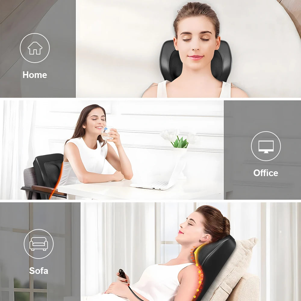 Back Massager Neck Massager with Heat 3D Kneading Massage Pillow for Relax Neck Back Shoulder Legs Gifts for Men Women Mom Dad