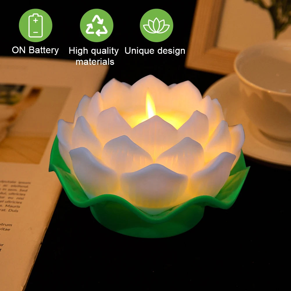 Lotus Flower Night Light Battery Operated Buddha Table Lamps Romantic Lotus Creative LED Electronic Candle for Buddha Home Decor