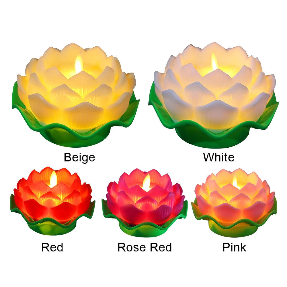 Lotus Flower Night Light Battery Operated Buddha Table Lamps Romantic Lotus Creative LED Electronic Candle for Buddha Home Decor