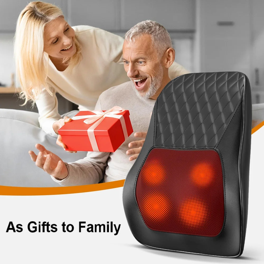Back Massager Neck Massager with Heat 3D Kneading Massage Pillow for Relax Neck Back Shoulder Legs Gifts for Men Women Mom Dad