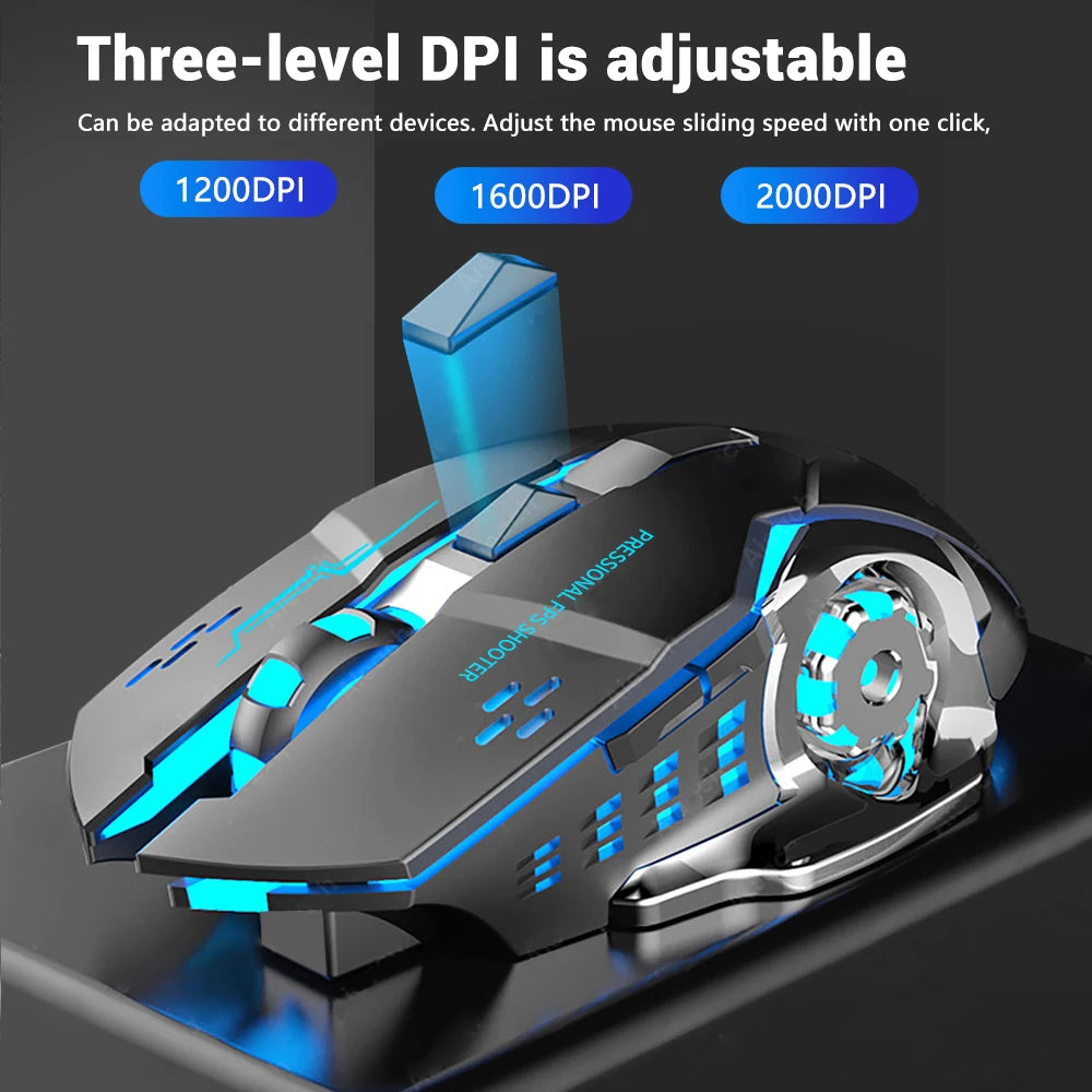 Rechargeable Wireless Gaming Mouse — Silent Click, Bluetooth/USB, RGB Backlight, E‑Sports Precision