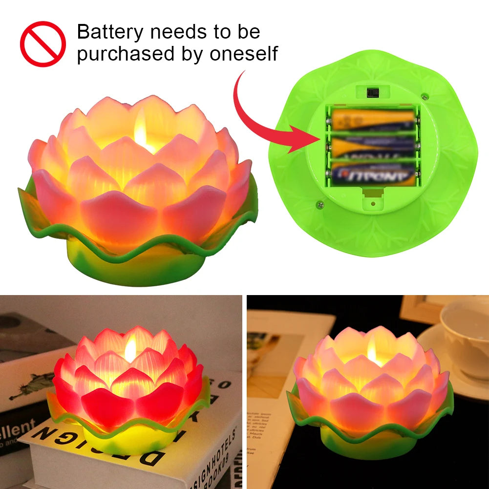 Lotus Flower Night Light Battery Operated Buddha Table Lamps Romantic Lotus Creative LED Electronic Candle for Buddha Home Decor