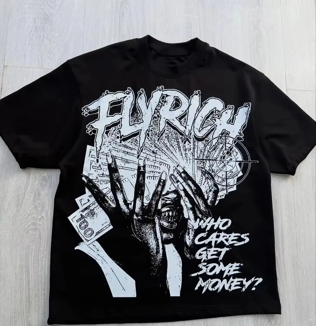 Y2k Harajuku Streetwear Men and Women Short Sleeved Fashion New Cartoon Print Design Shirt Retro Hip-hop Trend Oversized T-shirt