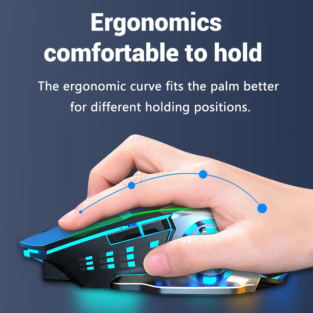 Rechargeable Wireless Gaming Mouse — Silent Click, Bluetooth/USB, RGB Backlight, E‑Sports Precision