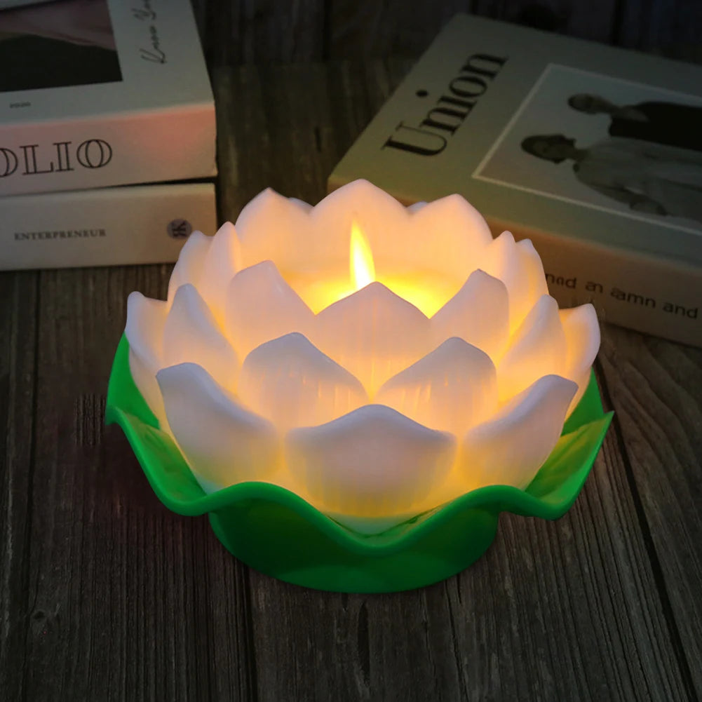 Lotus Flower Night Light Battery Operated Buddha Table Lamps Romantic Lotus Creative LED Electronic Candle for Buddha Home Decor